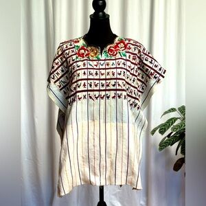 Handmade Poncho from Guatemala. Open sides with embroidery. Medium weight. OS